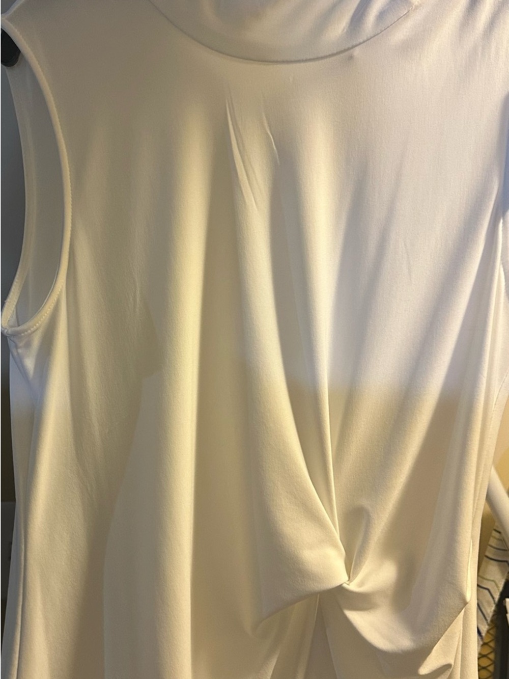 DKNY White, Twist-Front Sleeveless Tank Top